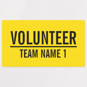 Yellow Volunteer Badge with Custom Team Name