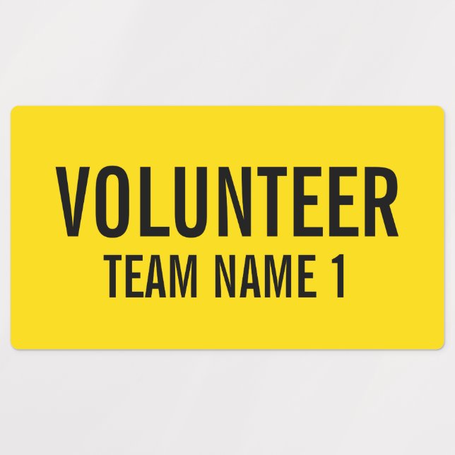 Yellow Volunteer Badge with Custom Team Name (Design 1)
