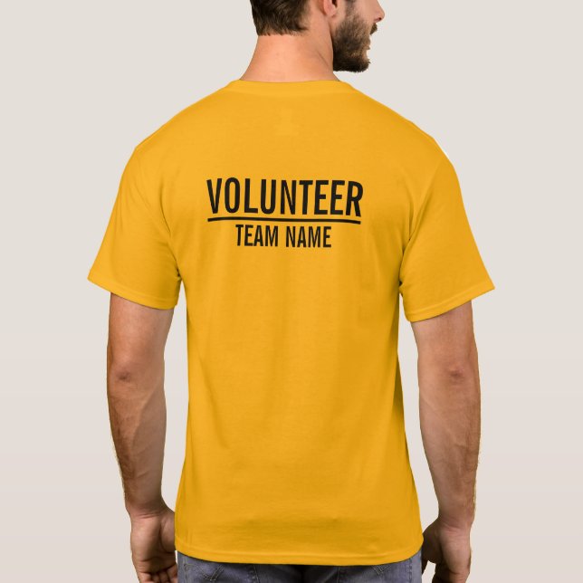 Yellow Volunteer with Custom Team Name T-Shirt (Back)