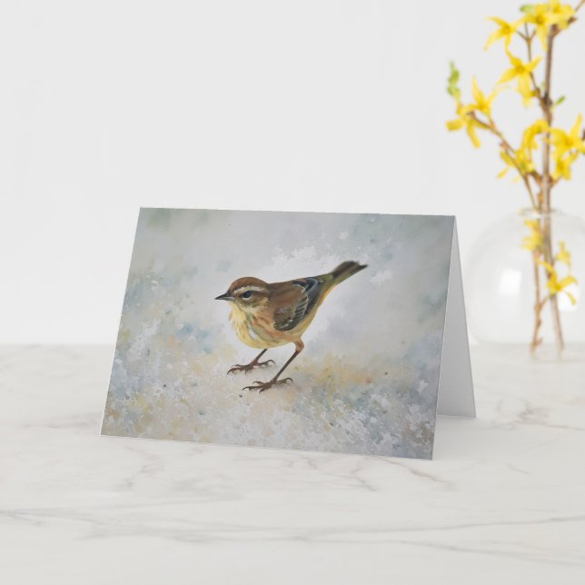 Yellow Warbler Bird Art Nature Note Card (Yellow Flower)