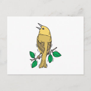 yellow warbler bird postcard