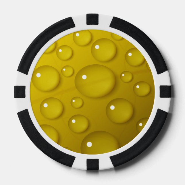 Yellow Water Drop Background Poker Chips (Front)