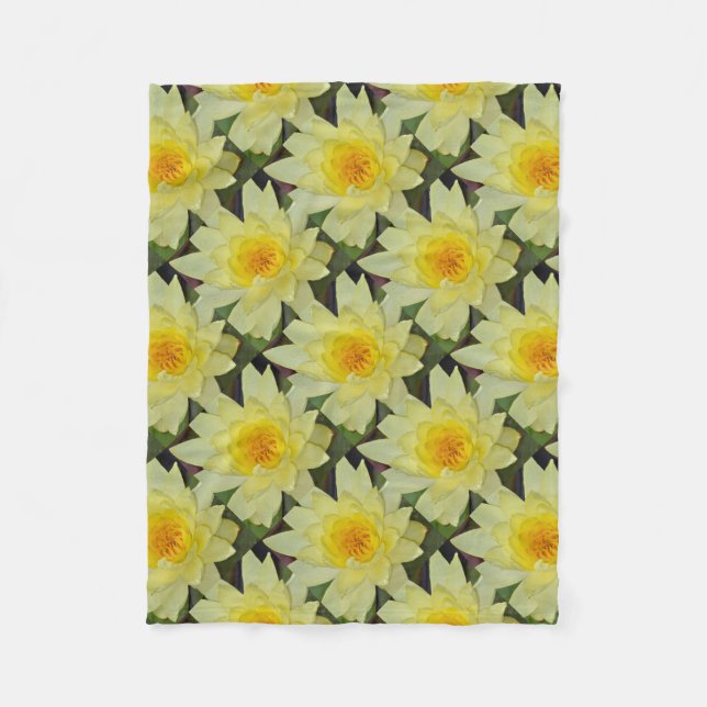 Yellow water lily flower fleece blanket (Front)