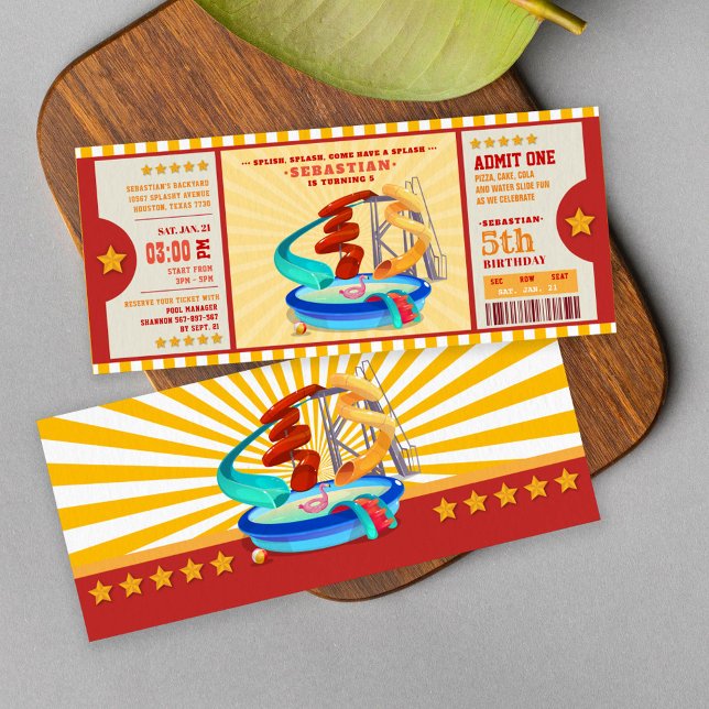 Yellow Water Park Entrance Ticket Birthday Invitation (Creator Uploaded)