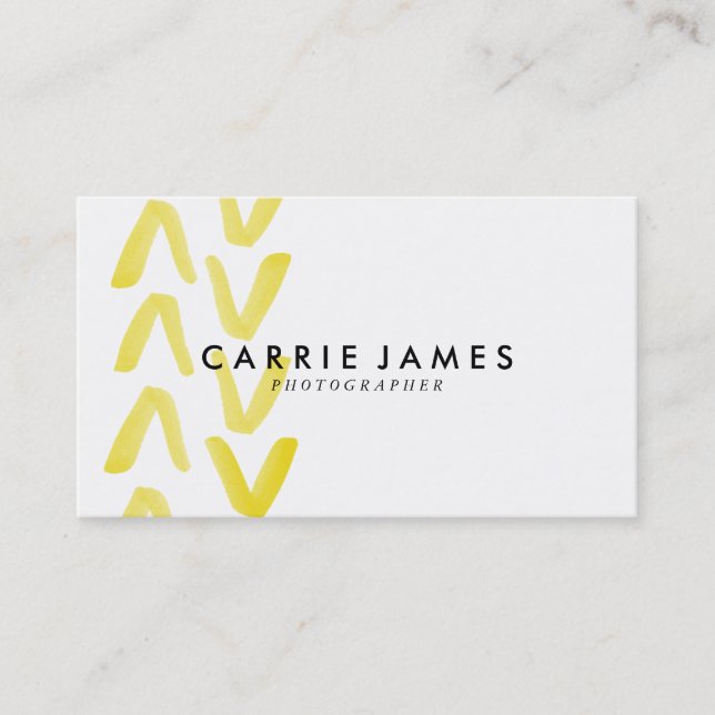 Yellow Watercolor Arrow Business Cards (Front)