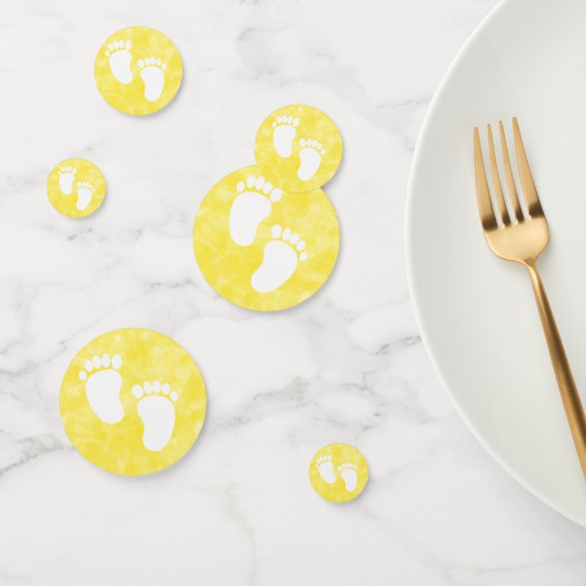 Yellow Watercolor Baby Shower Foot Print Confetti (Group)