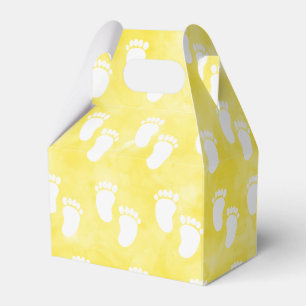 Yellow Watercolor Baby Shower Footprint Pattern Favour Box