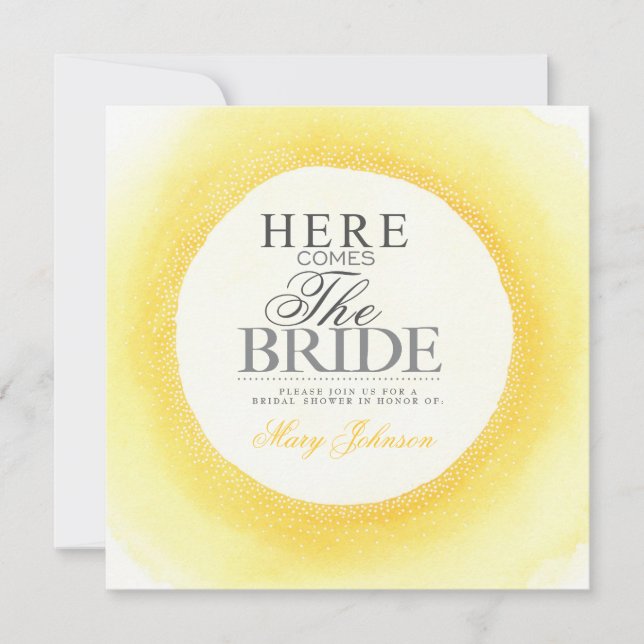 Yellow Watercolor Bridal Shower Party Invite (Front)