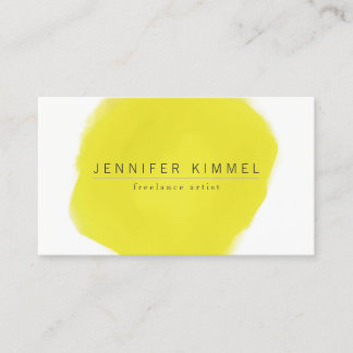 Yellow Watercolor Brush Circle Business Card