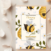 Yellow Watercolor Bumble Bee Hive Baby Shower