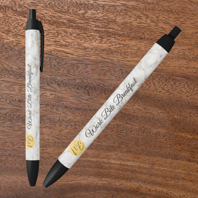 Yellow Watercolor Business Logo & Name Promotional Black Ink Pen (Creator Uploaded)