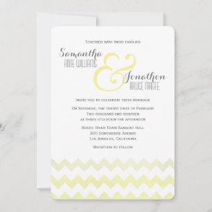 Yellow Watercolor Chevron Wedding Invitation