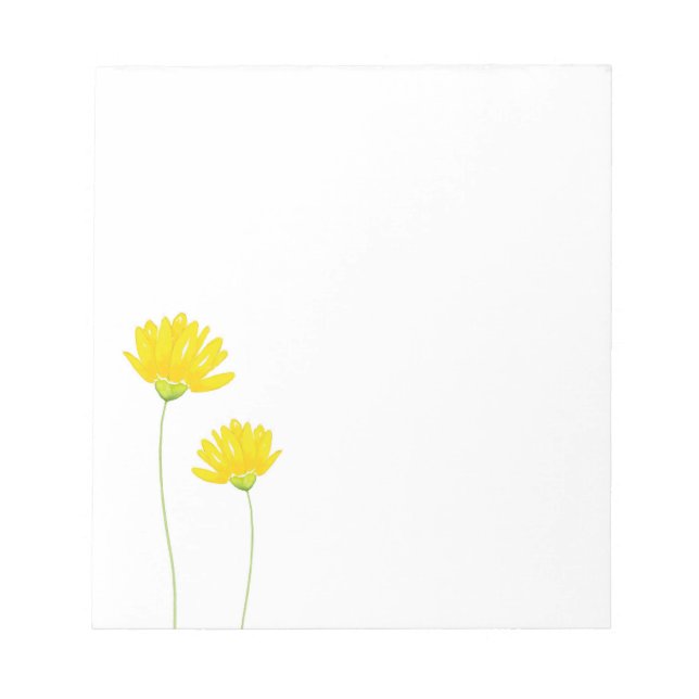Yellow Watercolor Daisies Notepad (Front)
