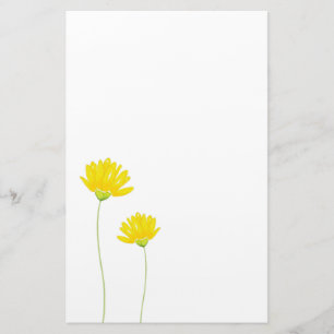 Yellow Watercolor Daisies Stationery