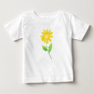 Yellow Watercolor Daisy Stem Baby T-Shirt