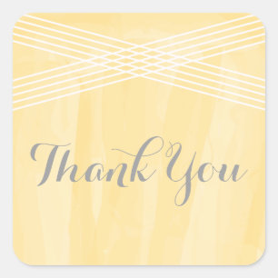 Yellow Watercolor Deco Thank You Square Sticker
