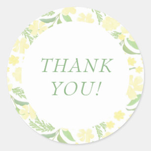 Yellow Watercolor Elegant Thank You Sticker