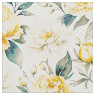 Yellow Watercolor Floral Botanical Fabric