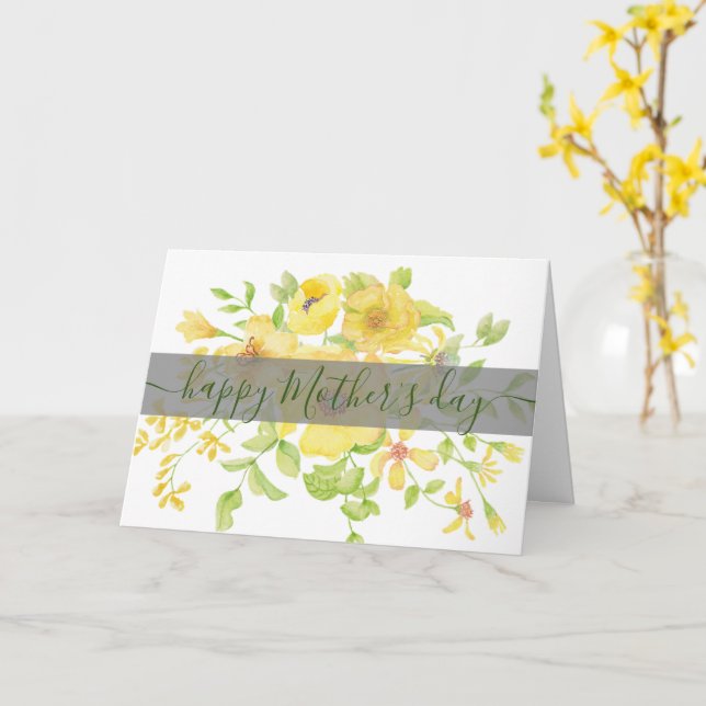 Yellow watercolor floral custom Mother's Day Card (Yellow Flower)