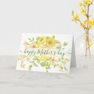 Yellow watercolor floral custom Mother's Day Card