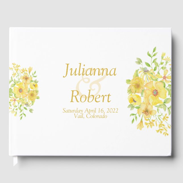 Yellow watercolor floral     guest book (Front)