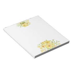 Yellow watercolor floral  notepad