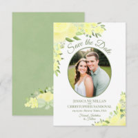 Yellow Watercolor Floral Oval Photo Wedding
