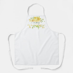 Yellow watercolor floral personalised apron