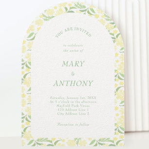 Yellow Watercolor Floral Wedding Invitation