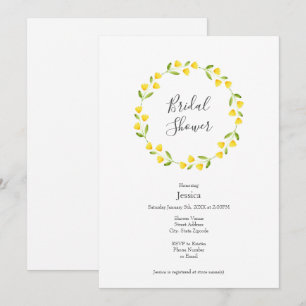 Yellow Watercolor Floral Wreath  Invitation