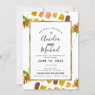 Yellow Watercolor Florals Spring Summer Painterly Invitation
