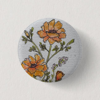 Yellow Watercolor Flower Design Button