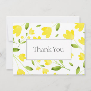 Yellow Watercolor Flower Stems Thank You Card