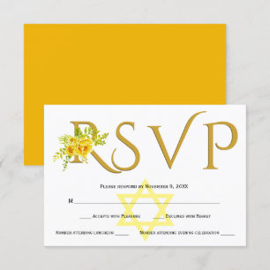 Yellow watercolor flowers B' Not Mitzvah RSVP Card