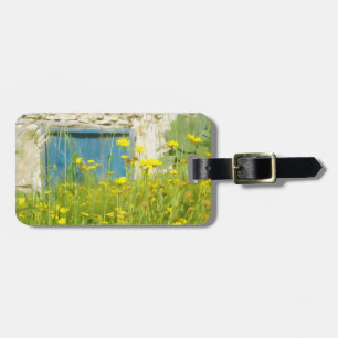 Yellow watercolor flowers luggage tag
