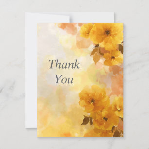 Yellow Watercolor Flowers Thank You Card