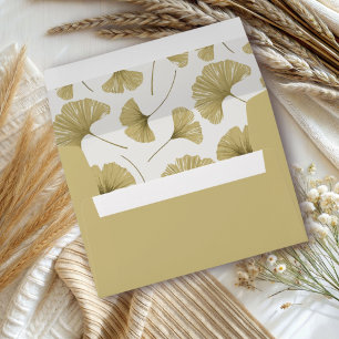 Yellow Watercolor Ginkgo Pattern Wedding Envelope