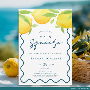 Yellow Watercolor Lemon Bridal Shower Invitation