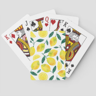 Yellow Watercolor Lemon Pattern Playing Cards