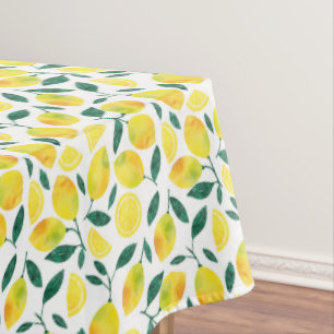Yellow Watercolor Lemon Pattern Tablecloth