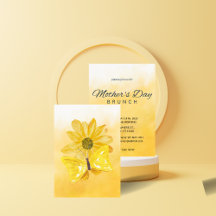 Yellow Watercolor Mother's Day Brunch Invitation