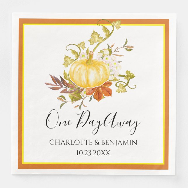  Yellow Watercolor Pumpkin Autum Rehearsal   Paper Napkin (Front)