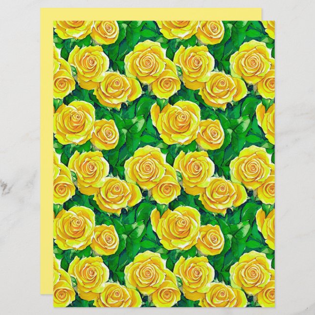 Yellow Watercolor Rose Pattern (Front/Back)
