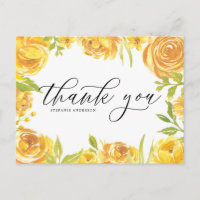 Yellow Watercolor Roses and Peonies Thank You