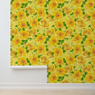 Yellow watercolor roses pattern neck tie wallpaper