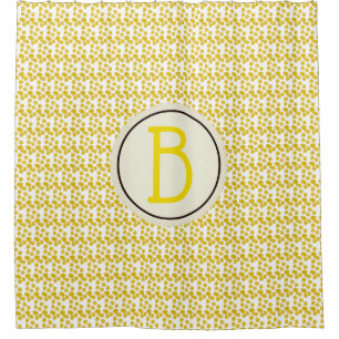 Yellow Watercolor Spots Custom Monogram Shower Curtain