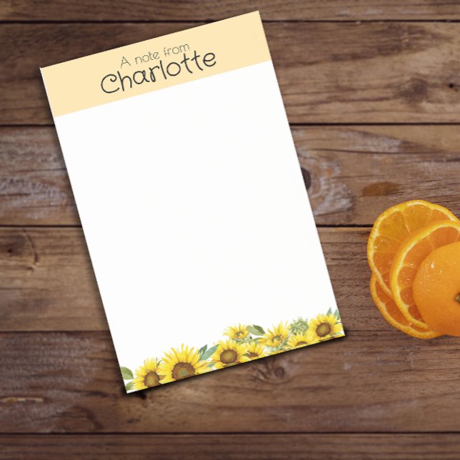 Yellow Watercolor sunflower name Post-It Notes (Creator Uploaded)