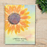 Yellow Watercolor Sunflower Planner<br><div class="desc">This country style botanical planner is decorated with a yellow sunflower on a watercolor background.
Easily customisable.
Use the Design Tool to change the text size,  style,  or colour.
As we create our artwork you won't find this exact image from other designers.
Original Watercolor © Michele Davies.</div>