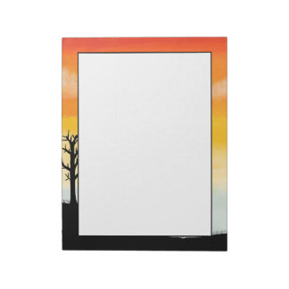 Yellow Watercolor Sunset Bordered  Notepad