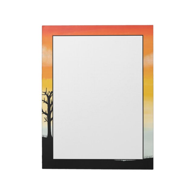 Yellow Watercolor Sunset Bordered  Notepad (Rotated)
